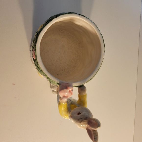 1994 Fitz & Floyd Omnibus Basket Weave Easter Garden Mug w/ Bunny Handle‎ - Picture 5 of 7